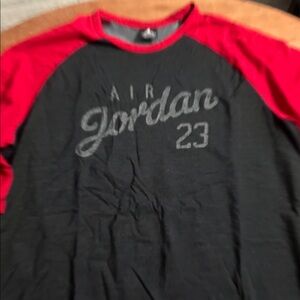 Jordan Men's Red and Black Long Sleeve Tee